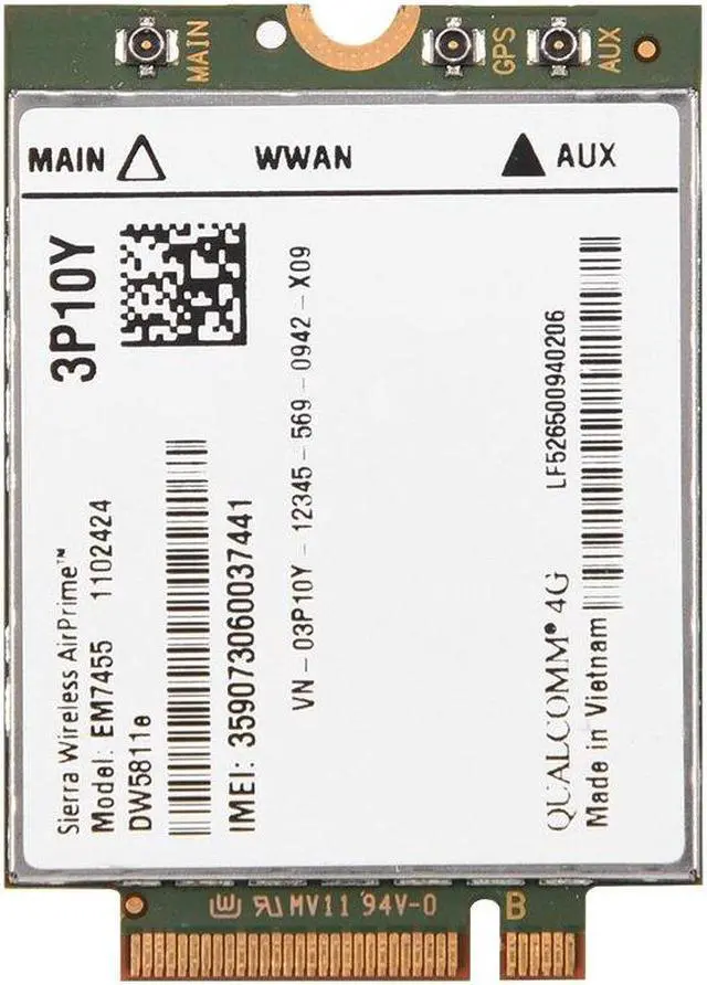 Main image of EM7455 4G Module Network Card, PCIe M.2 Replacement EM7455 Network Card for DW5811e 3P10Y 300 Mbps 4G LTE WWAN NGFF Card Module Fit for PC Laptops