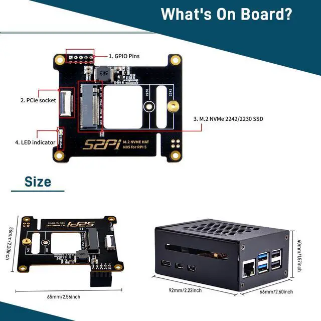 Alt view image 2 of 5 - GeeekPi Metal Case with N05 PCIe M.2 Key-M NVMe SSD PCIe Peripheral Board for Raspberry Pi 5, Support M.2 NVMe SSD 2230 2242