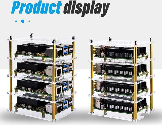 Alt view image 2 of 5 - GeeekPi 4 Layers Cluster Case for Raspberry Pi 5, Pi 5 Stackable Case with 4PCS Armor Lite V5 Active Cooler for Raspberry Pi 5 8GB 4GB