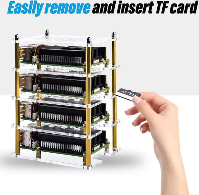 Alt view image 5 of 5 - GeeekPi 4 Layers Cluster Case for Raspberry Pi 5, Pi 5 Stackable Case with 4PCS Armor Lite V5 Active Cooler for Raspberry Pi 5 8GB 4GB