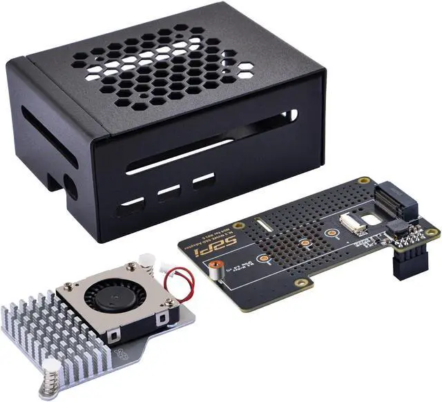 Main image of GeeekPi Metal Case with N04 PCIe M.2 Key-M NVMe SSD PCIe Peripheral Board for Raspberry Pi 5, with Official Active Cooler