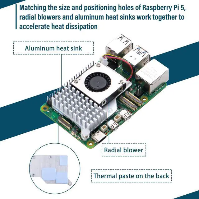 Alt view image 2 of 5 - GeeekPi Metal Case with N04 PCIe M.2 Key-M NVMe SSD PCIe Peripheral Board for Raspberry Pi 5, with Official Active Cooler