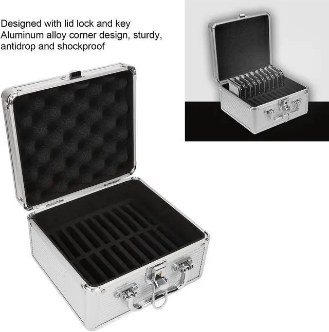 Alt view image 3 of 5 - GOWENIC 20 Bays 2.5in Hard Drive Storage Box with Safety Lock 2 Keys ABS Handle Shockproof Hard Drive Case with Cushioning Pad and Handle, Suitable for 2.5in Hard Drives