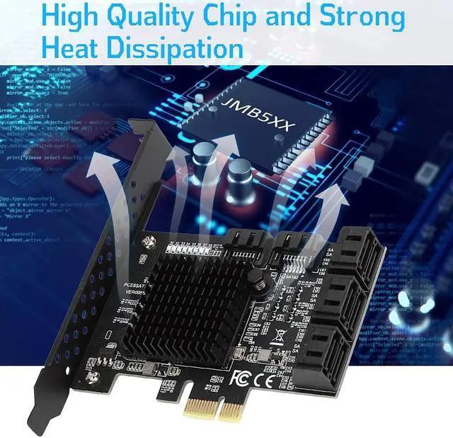 Alt view image 2 of 5 - Heayzoki Ports PCI-E to SATA 3.0 Card,PCI Express PCI-e Expansion Card,PCI-E to SATA3.0 Controller Expansion Board,for 7/8/XP/10,with Driver Disc,Semi-High Baffle
