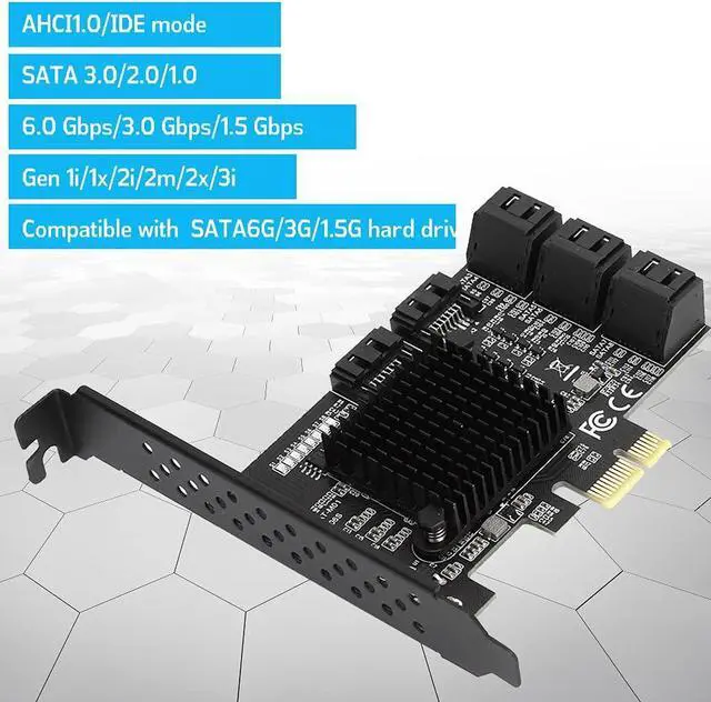 Alt view image 5 of 5 - Heayzoki Ports PCI-E to SATA 3.0 Card,PCI Express PCI-e Expansion Card,PCI-E to SATA3.0 Controller Expansion Board,for 7/8/XP/10,with Driver Disc,Semi-High Baffle