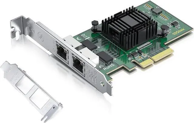 Main image of H!Fiber Gigabit Dual NIC with Intel 82576 Chip, 1Gb Network Card Compare to Intel E1G42ET NIC, 2 RJ45 Ports, PCI Express 2.0 X4, Ethernet Card with Low Profile for Windows/Windows Server/Linux