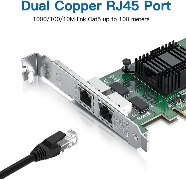 Alt view image 2 of 5 - H!Fiber Gigabit Dual NIC with Intel 82576 Chip, 1Gb Network Card Compare to Intel E1G42ET NIC, 2 RJ45 Ports, PCI Express 2.0 X4, Ethernet Card with Low Profile for Windows/Windows Server/Linux