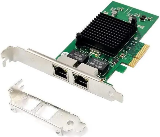 Main image of HINYSENO 2 Port RJ-45 10/100/1000Mbps PCI-Express x 4 Gigabit Ethernet Server Adapter Dual-Port Network Interface Controller Card for Intel 82576 Chipset, Compare to Intel 82576
