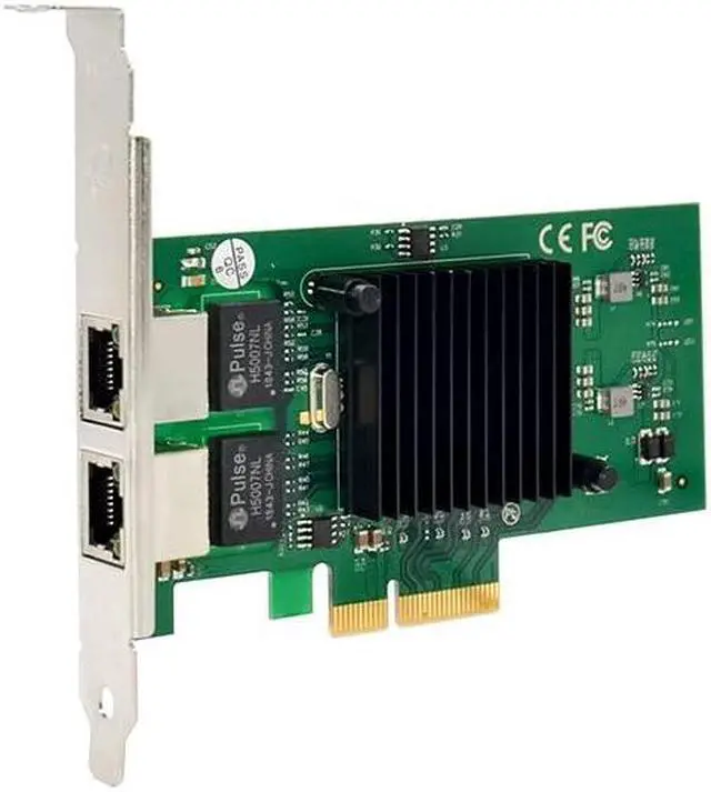 Alt view image 2 of 5 - HINYSENO 2 Port RJ-45 10/100/1000Mbps PCI-Express x 4 Gigabit Ethernet Server Adapter Dual-Port Network Interface Controller Card for Intel 82576 Chipset, Compare to Intel 82576