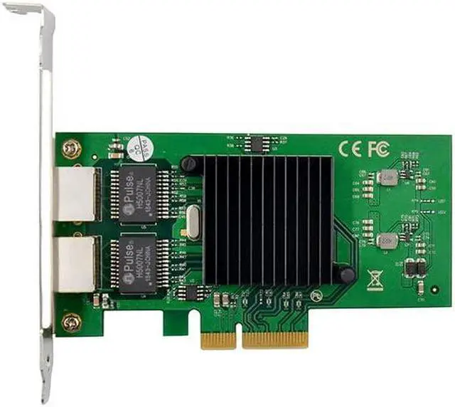 Alt view image 3 of 5 - HINYSENO 2 Port RJ-45 10/100/1000Mbps PCI-Express x 4 Gigabit Ethernet Server Adapter Dual-Port Network Interface Controller Card for Intel 82576 Chipset, Compare to Intel 82576
