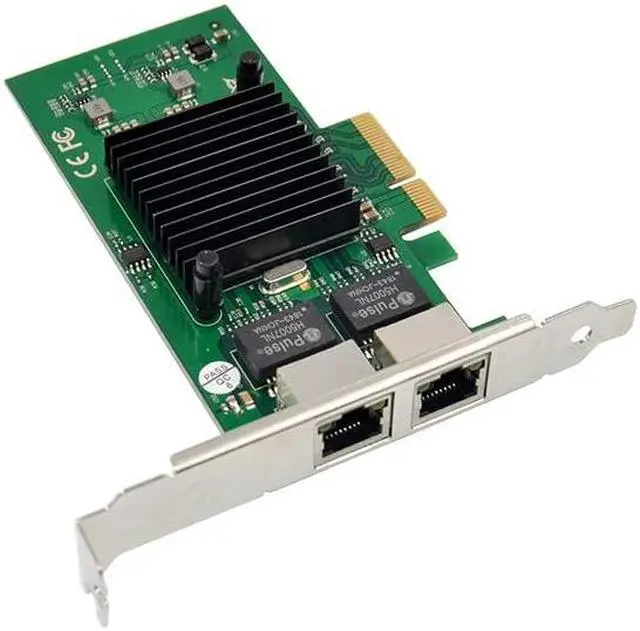 Alt view image 4 of 5 - HINYSENO 2 Port RJ-45 10/100/1000Mbps PCI-Express x 4 Gigabit Ethernet Server Adapter Dual-Port Network Interface Controller Card for Intel 82576 Chipset, Compare to Intel 82576