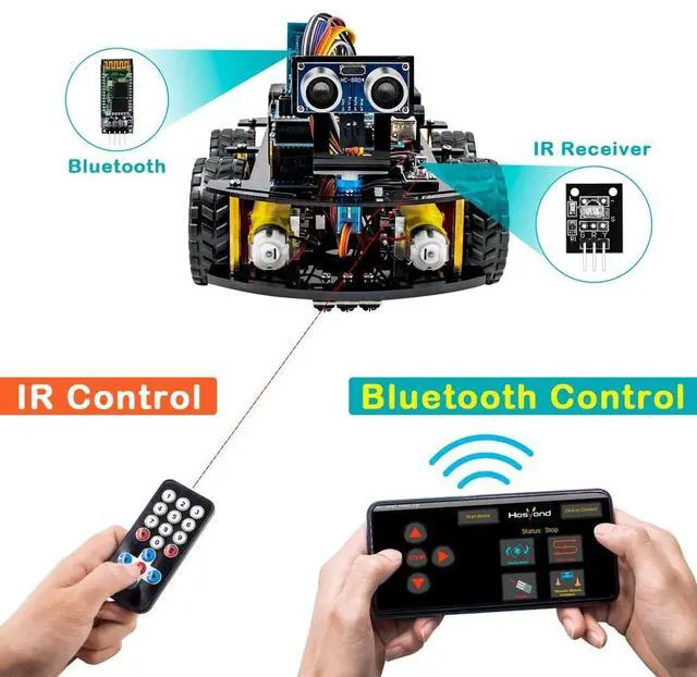Alt view image 2 of 5 - Hosyond Smart Robot Car R3 Project Kit Compatible with Arduino IDE, with Tutorial, Bluetooth, Line Tracking, Ultrasonic Sensor