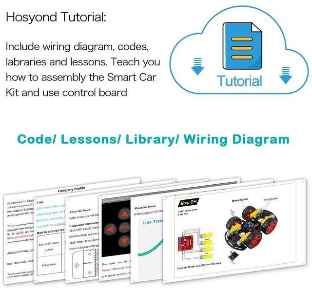 Alt view image 4 of 5 - Hosyond Smart Robot Car R3 Project Kit Compatible with Arduino IDE, with Tutorial, Bluetooth, Line Tracking, Ultrasonic Sensor