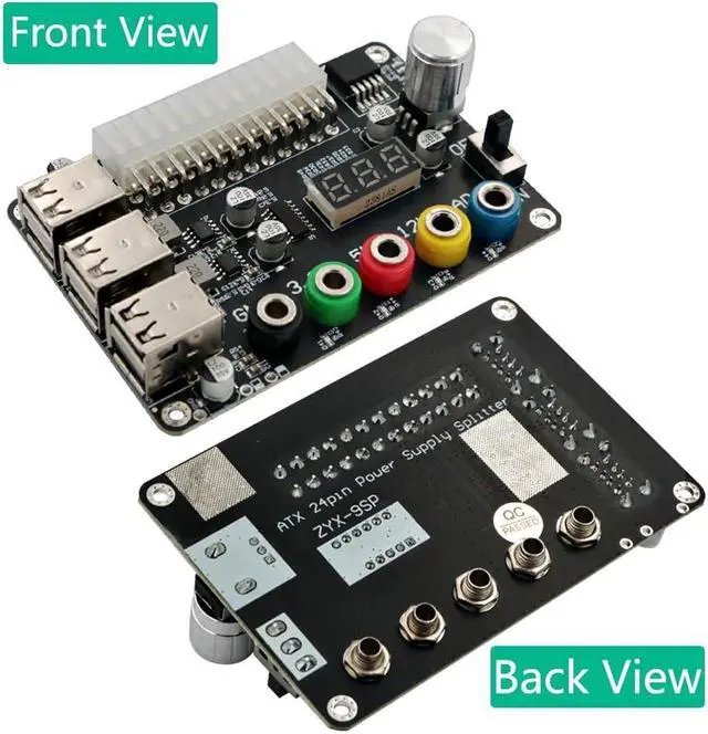Alt view image 4 of 5 - HLT ATX Power Supply Breakout Board with Adjustable Voltage Knob and 6- Port USB 2.0,and QC 2.0/QC 3.0, 3A Maximum Output,