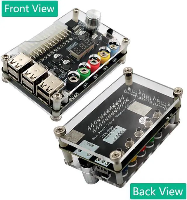 Alt view image 5 of 5 - HLT ATX Power Supply Breakout Board with Adjustable Voltage Knob and 6- Port USB 2.0,and QC 2.0/QC 3.0, 3A Maximum Output,