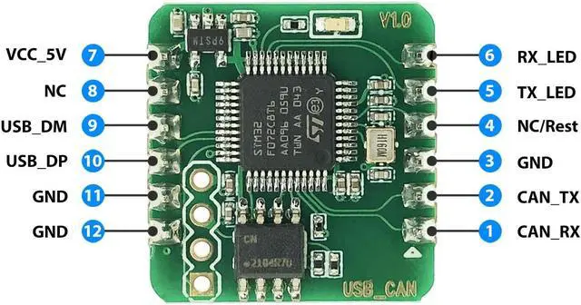 Alt view image 3 of 5 - USB CAN Converter Module for Raspberry Pi 5/4/Pi3B+/Pi3/Pi Zero(W)/Jetson Nano/Tinker Board and Any Single Board Computer Support Windows, Linux, Mac OS (USB2CAN-DevKit), Android, Venus OS