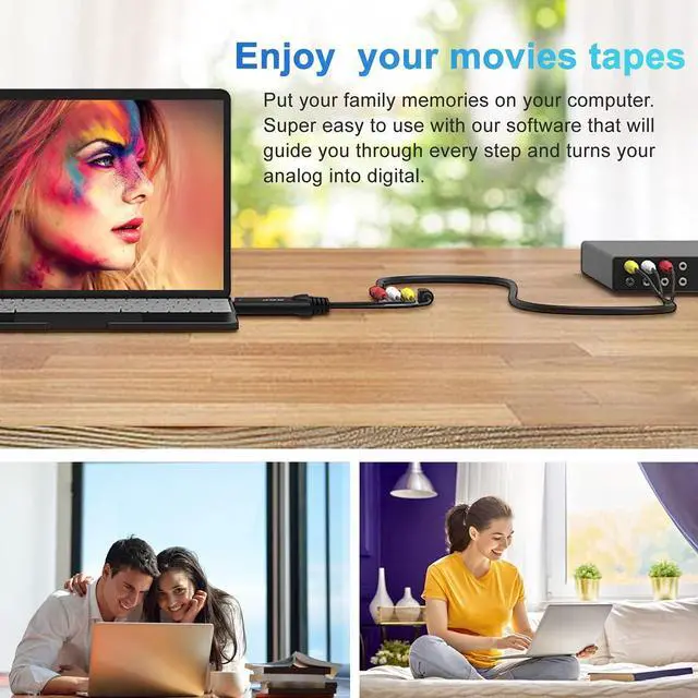 Alt view image 2 of 5 - Kkf RCA AV to USB Video Capture Card Converter, Convert Analog VHS VCR to Digital Adapter, USB 2.0 Audio Transfer Grabber, Digitize Video DSLR DVD PS3 PS4 Camera (IU037B-2)