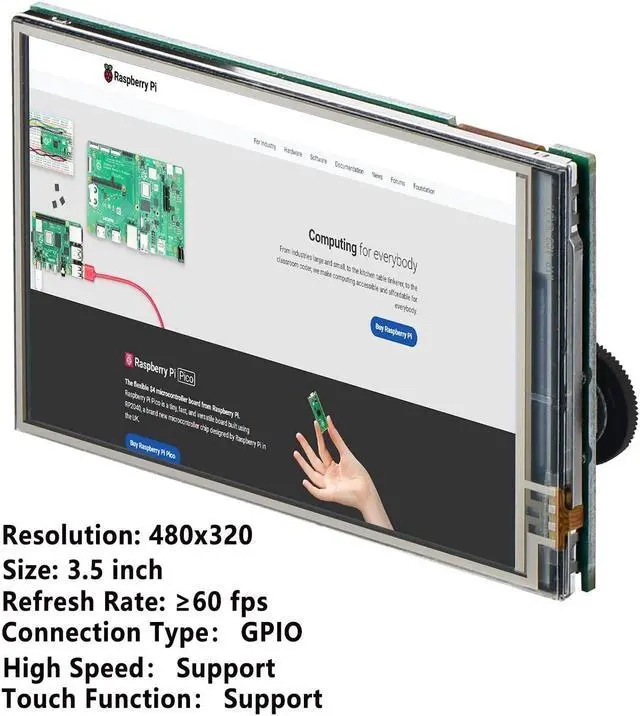 Alt view image 4 of 5 - iUniker 3.5 Inch Touchscreen for Raspberry Pi Zero With Backlight Knob - 60+ FPS, 480x320 Resolution, High Speed Screen for Pi Zero W 2/W/1.3