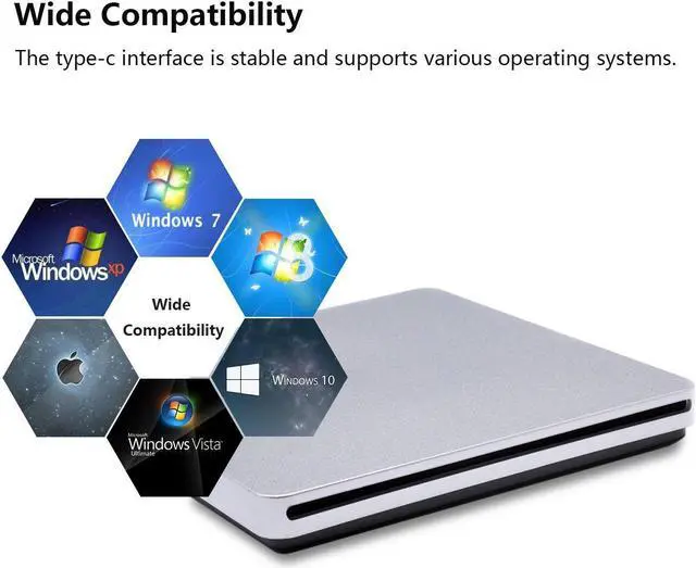 Alt view image 3 of 5 - External DVD Drive,USB 3.0 Portable CD/DVD +/-RW Drive/DVD Player for PC Computer USB-C/Type-c Slim DVD/CD ROM Rewriter Burner Compatible with The Latest MacBook pro/MacBook/dell Laptop etc
