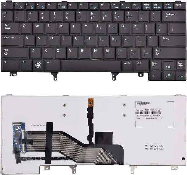 Main image of SUNMALL Replacement Keyboard with Backlit Compatible with Dell Latitude E5420 E5430 E6220 E6320 E6330 E6420 E6430 E6440 Series US Layout Black (Without Pointer Stick)
