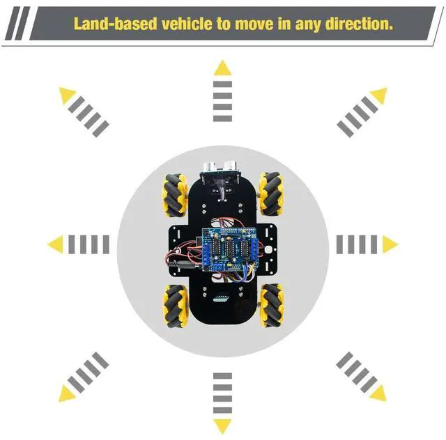 Alt view image 3 of 5 - LAFVIN 4WD Mecanum Robot Car Kit Smart DIY Project Compatible with Arduino IDE