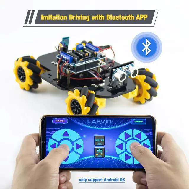 Alt view image 4 of 5 - LAFVIN 4WD Mecanum Robot Car Kit Smart DIY Project Compatible with Arduino IDE