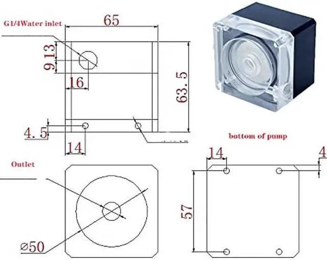 Alt view image 5 of 5 - CPU Water Cooler Pump,Pump for PC Water Cooling Systems-Support PWM -800L/H-G1/4 Threaded Hole