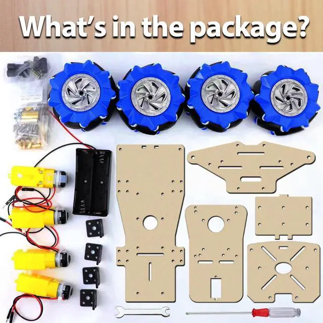 Alt view image 5 of 5 - LK COKOINO 4WD Mecanum Wheel Smart Car Robot Chassis for Arduino R3 R4/ Leonardo/Raspberry Pi 5/4B/3B+/3B/2B/1B+ Projects with TT Motor, DIY Robot Building Base Kit for Teens & Adults