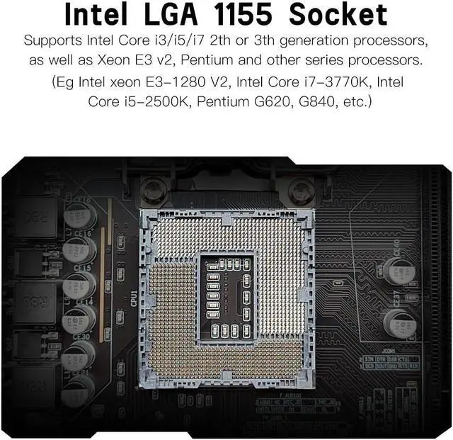 Alt view image 2 of 5 - MACHINIST H61 LGA 1155 (Intel 2th/3th Gen) Gaming Motherboard, Flex-ATX Computer Motherboards Support PCIe 2.0, 100M LAN, DDR3, SATA M.2 for Intel i3,i5,i7/Xeon E3 V2/Pentium