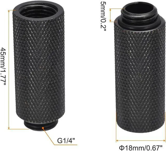 Alt view image 2 of 4 - MECCANIXITY Male to Female Extender Fitting G1/4 x 45mm for Water Cooling System Black 6pcs