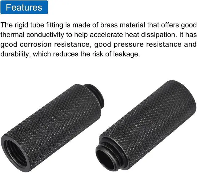 Alt view image 4 of 4 - MECCANIXITY Male to Female Extender Fitting G1/4 x 45mm for Water Cooling System Black 6pcs