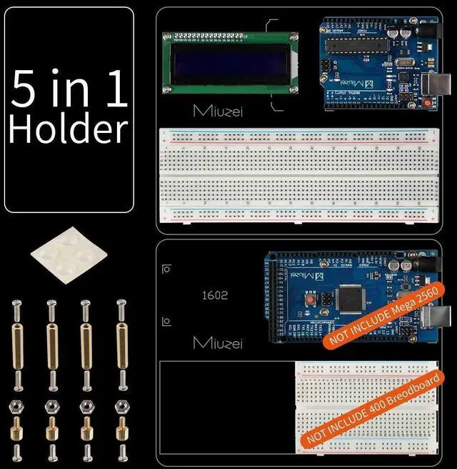 Alt view image 4 of 5 - Miuzei Starter Kit Compatible with Arduino Projects, Circuit BreadBorad, LCD1602 Module, Breadboard, Jumper Wires, Servo, Sensors, LEDs, Detailed Tutorial MA05