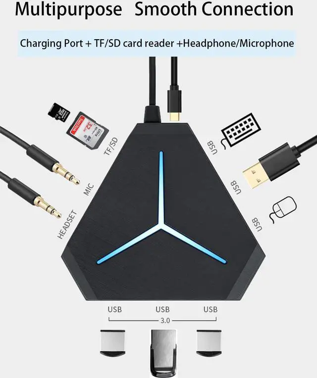 Alt view image 3 of 5 - PEIYUI S24 Pro USB Hubs Audio Adapter External Stereo Sound Card with 3.5mm Headphone and Microphone Jack for Windows, Mac, Linux, PC, Laptops, Desktops, PS4 Computer External USB