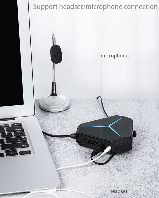 Alt view image 5 of 5 - PEIYUI S24 Pro USB Hubs Audio Adapter External Stereo Sound Card with 3.5mm Headphone and Microphone Jack for Windows, Mac, Linux, PC, Laptops, Desktops, PS4 Computer External USB