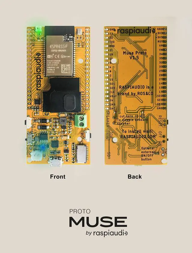 Alt view image 3 of 4 - RASPIAUDIO ESPMUSE Proto esp32 Development Card with Speaker and Microphone