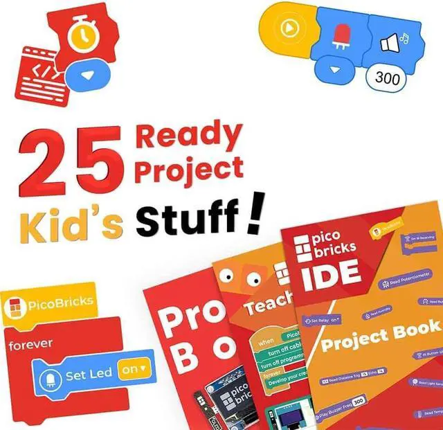 Alt view image 4 of 5 - Picobricks - Raspberry Pi Pico W Starter Kit with Extensive Learning Guide, Raspberry Pi Kit, Raspberry Pi Starter Kit, Electronics Set(Not Included Pico W)