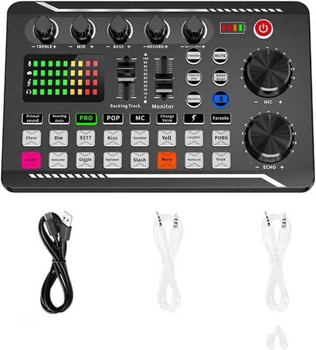 Main image of Soundboard,Sound Effects Board,Sound Board,Sound Mixer Board,Bluetooth-Compatible Sound Card with Multiple Sound Effects & LED Light,Sound Board for Phone,Computer,Live Streaming Equipment