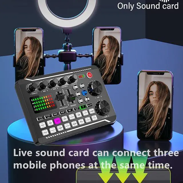 Alt view image 3 of 5 - Soundboard,Sound Effects Board,Sound Board,Sound Mixer Board,Bluetooth-Compatible Sound Card with Multiple Sound Effects & LED Light,Sound Board for Phone,Computer,Live Streaming Equipment