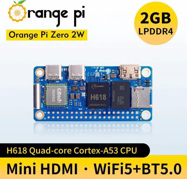 Alt view image 2 of 5 - Orange Pi Zero 2W 2GB Allwinner H618 LPDDR4 Quad Core CPU 64 Bit Single Board Computer, 1.5GHz Frequency WiFi 5.0 Bluetooth 5.0 onboard Antenna Support 4K Display Run Android Ubuntu (Zero 2W 2G)