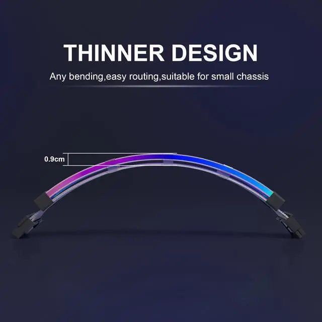 Alt view image 2 of 5 - Sirlyr 24 Pin RGB Cable,Addressable RGB PSU Cables Extensions - PC ATX Motherboard Power Supply,for Computer Case ARGB Decor,Thin LED Strip Black Connector Style 10In