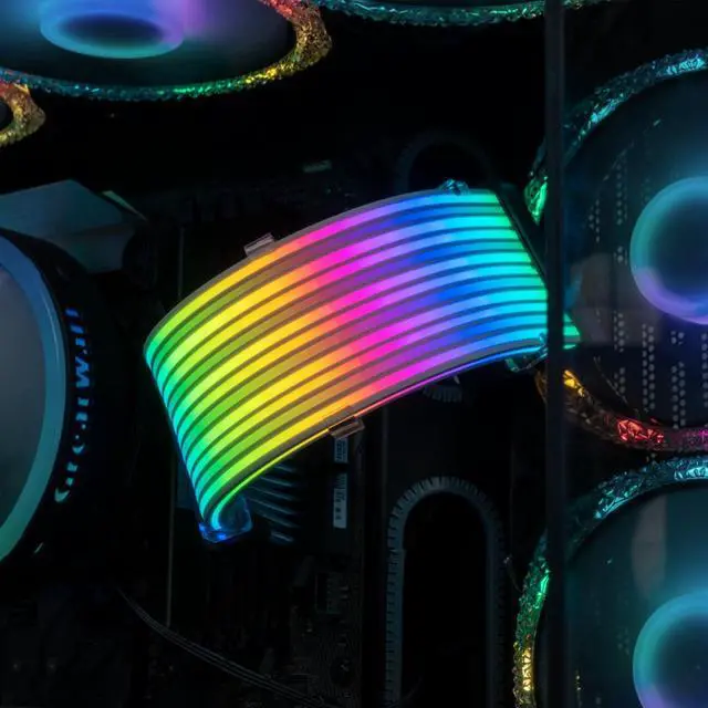 Alt view image 5 of 5 - Sirlyr 24 Pin RGB Cable,Addressable RGB PSU Cables Extensions - PC ATX Motherboard Power Supply,for Computer Case ARGB Decor,Thin LED Strip Black Connector Style 10In