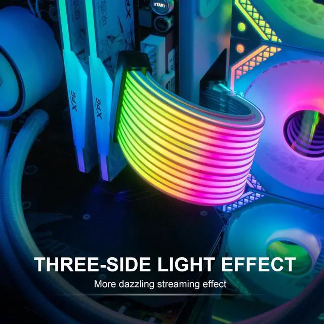 Alt view image 3 of 5 - Sirlyr 24 Pin RGB Cable,Addressable RGB PSU Cables Extensions - PC ATX Motherboard Power Supply,for Computer Case ARGB Decor,Thin LED Strip Black Connector Style 10In