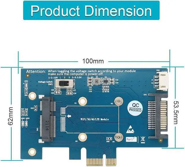 Alt view image 3 of 5 - Mini PCI-E PCI Express to PCI-E 1x Adapter with SIM Card Slot