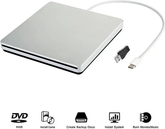 Alt view image 2 of 5 - External CD DVD Drive USB C USB 3.0 Slot in Type C Burner Portable Slim DVD CD RAM Writer Reader for iMac Notebook Laptop Desktop Support Mac os Win 7 Win8 Win10 (Sliver)