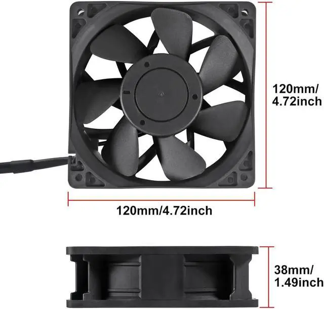 Alt view image 2 of 5 - UMLIFE 2PACK EC 120mm x 38mm Dual Ball Bearings 120mm x 120mm x 38mm DIY Cooling Ventilation Exhaust Fan 110V 115V 120V 220V 240V AC Axial Case Muffin Fan