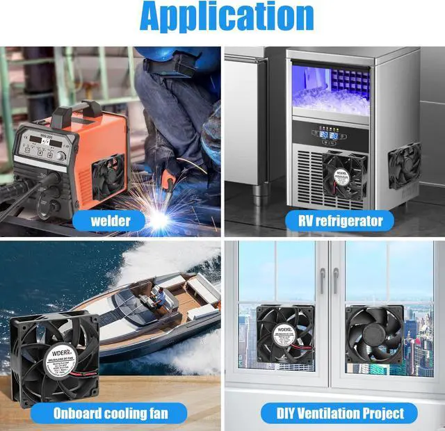 Alt view image 2 of 5 - WDERAIR 12V DC Waterproof and MoistureProof IP67 Rated 120mm x 38mm High Airflow Exhaust Cooling Fan for rv Fridge/Grow Tent/Greenhouse/Crawlspace/Boat/Ventilation 3000RPM 2-Pack