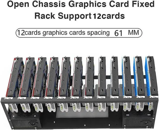 Alt view image 4 of 5 - 12 GPU Mining Rig Frame, Steel Open Air Miner Rig Case Support for Dual ATX, Bitcoin Miner Mining Rack for ETH Crypto Coin Currency Mining, Support to Dual Power Supply, Frame ONLY