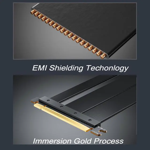 Alt view image 2 of 5 - XRIKUI PCI-E 4.0 16X Extension Riser Cable for Vertical GPU Mount Flexible Cable High Speed Extension Adapter Cable 20cm(Black 90 Degrees)