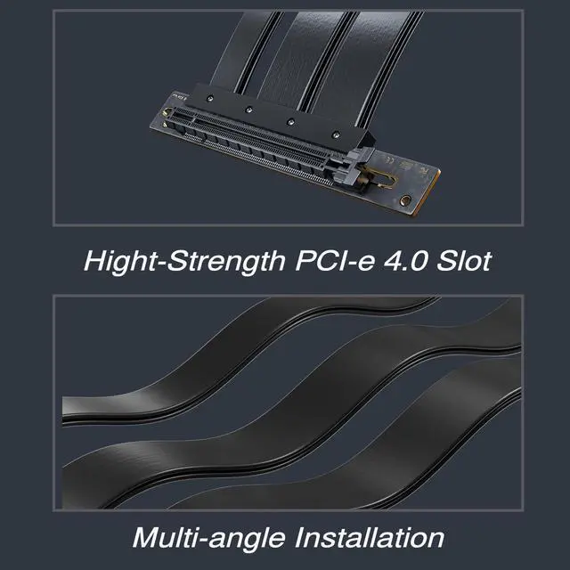 Alt view image 3 of 5 - XRIKUI PCI-E 4.0 16X Extension Riser Cable for Vertical GPU Mount Flexible Cable High Speed Extension Adapter Cable 20cm(Black 90 Degrees)