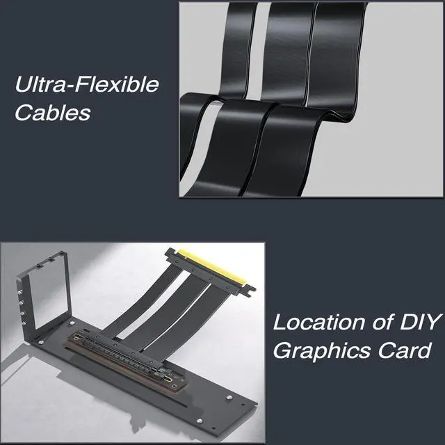 Alt view image 4 of 5 - XRIKUI PCI-E 4.0 16X Extension Riser Cable for Vertical GPU Mount Flexible Cable High Speed Extension Adapter Cable 20cm(Black 90 Degrees)